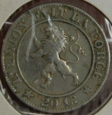 munt27 20 Centiem munt Leopold 1-1861