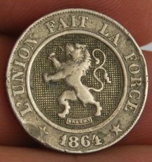 munt45 10 Centiem munt  Leopold 1-1864